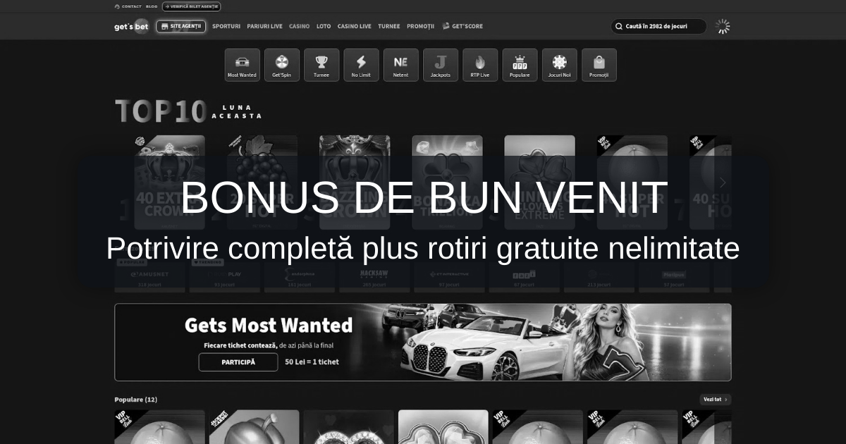 GetsBet Casino: bonus de bun venit și opțiuni de plată